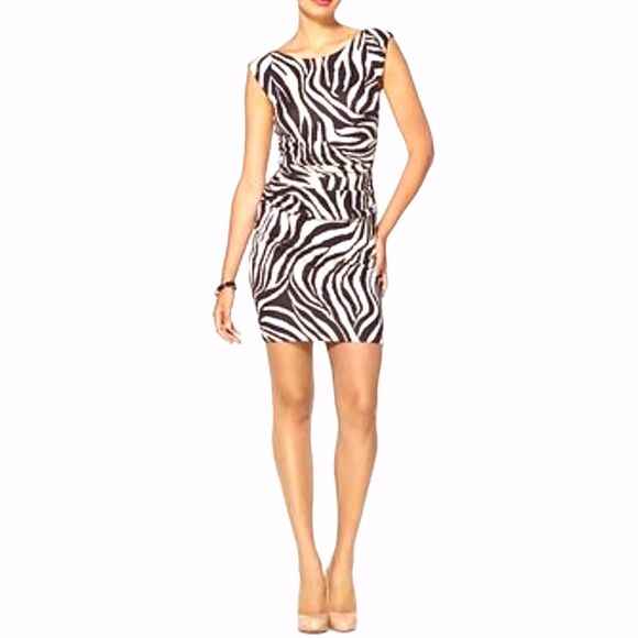 Bailey 44 | Black & White Zebra Print Stretch Sheath Mini Dress, Size S (4) - Picture 1 of 9